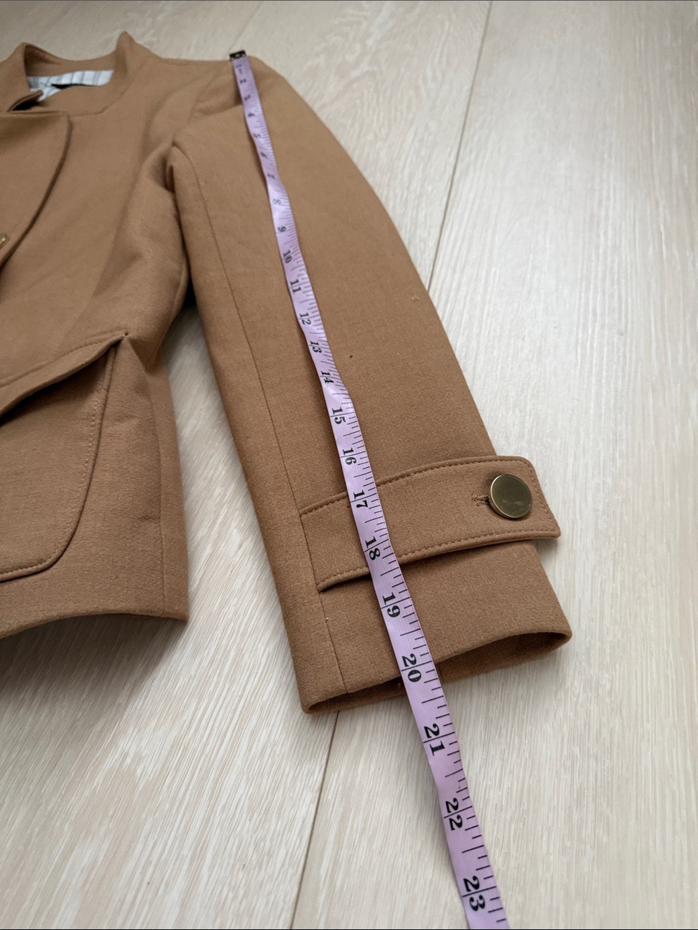 Ann Taylor Tan Double-Breasted Blazer with Gold Buttons - Picture 6 of 10